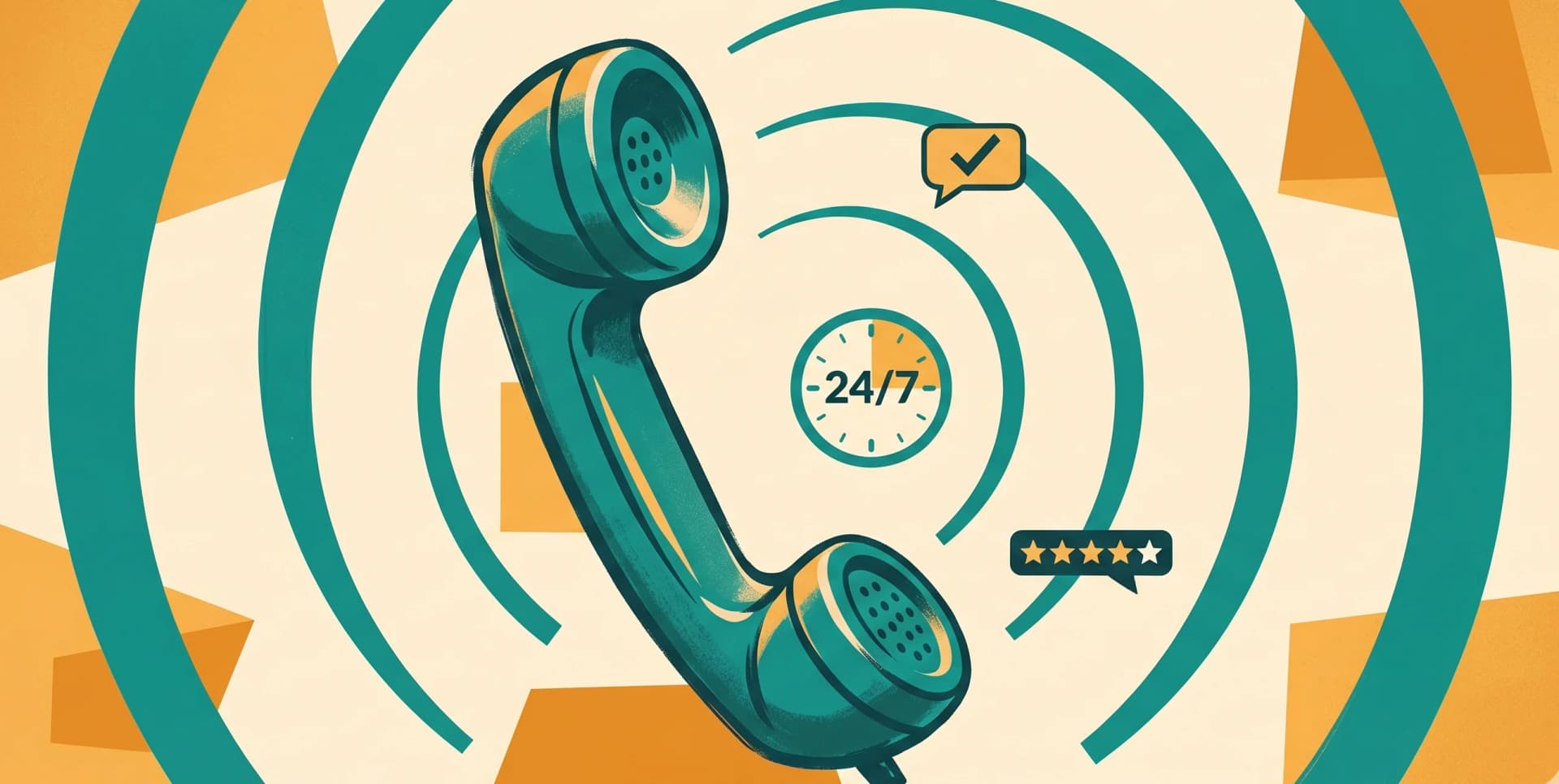 AI Receptionist phone waves illustration