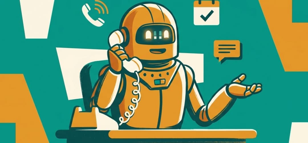 AI employee — mid-century editorial illustration